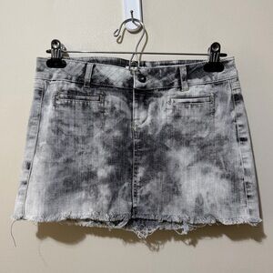 Mng Jeans Tie-Dye Black & White Denim Mini Skirt